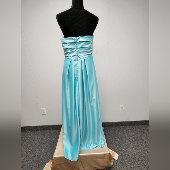 Bill Levkoff Satin Gown in Color Glacier - Picture 6 of 8